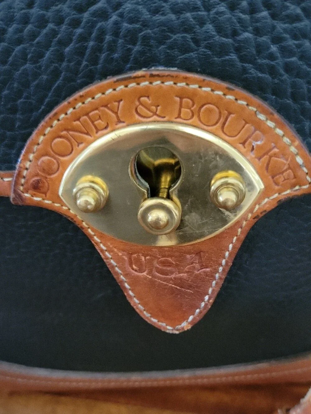 Dooney & Bourke Rare Black Pebbled Leather Calvary Spectator Bag
